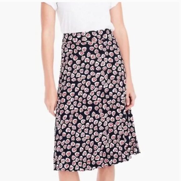 J.Crew Heart Printed Pleated Midi Skirt - size 4 - L3120 - Picture 1 of 8